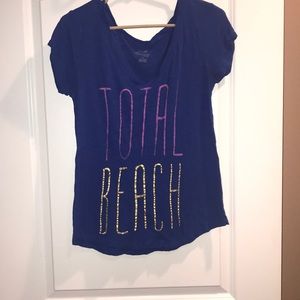 Royal blue boyfriend tee “Total Beach”